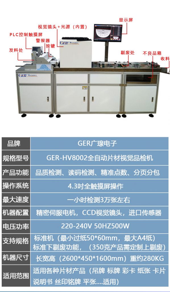 品檢機結構及功能參數